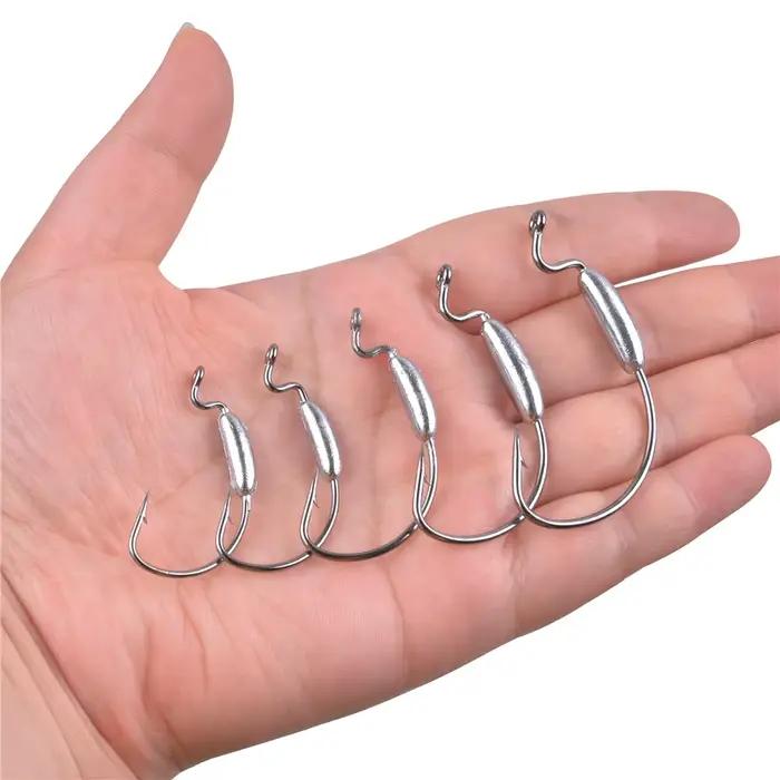 10 hameçons plombés courbés pour leurres souples et jigging - Poids 2.5g à 6g