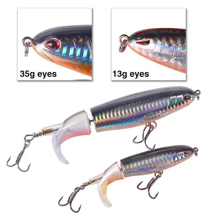 Leurre de pêche topwater Whopper Popper 10cm et 14cm, appât dur avec queue rotative souple pour carnassiers