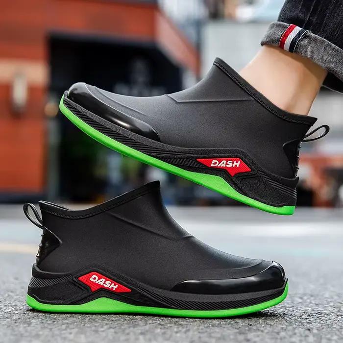 Bottes de pêche homme courte tube étanches anti-usure pour chantier et lavage auto