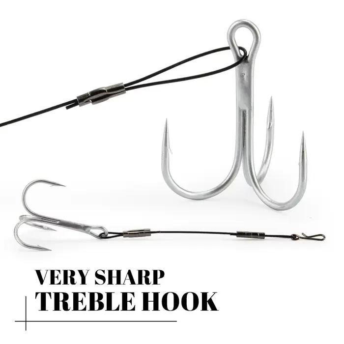 Montage pêche leurre souple avec hameçon triple acier pour brochet sandre perche et black bass