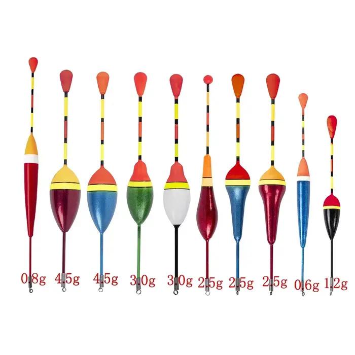 Lot promotion de 10 flotteurs lumineux pêche avec bâtonnets et bulles d'eau pour accessoires de pêche