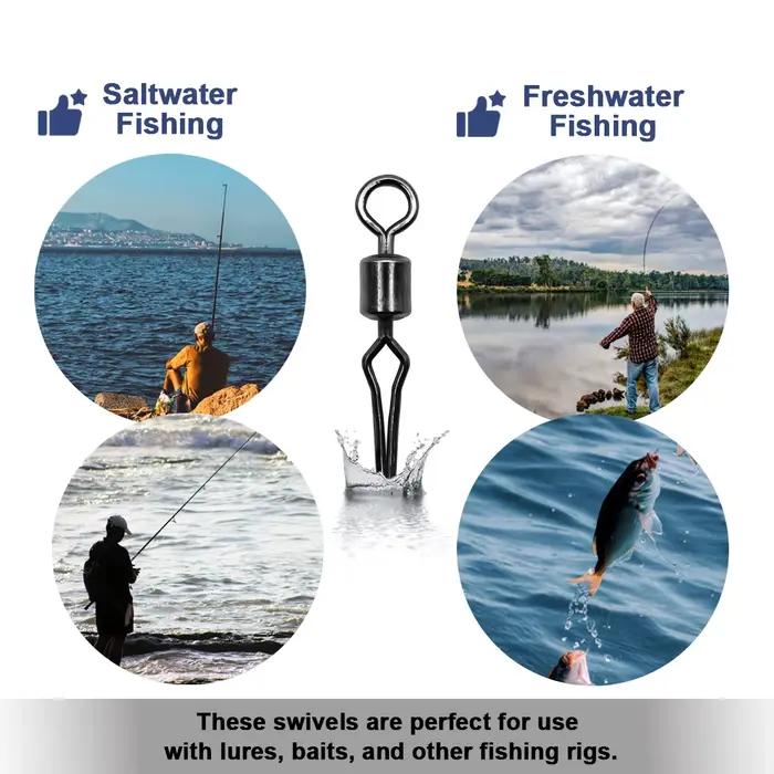 Émerillons roulants 50-100pcs avec mousquetons pour la pêche en mer connexion rapide ligne océan lac rivière étang polyvalents pour pêcheurs amateurs et professionnels
