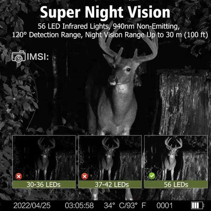 Caméra de chasse ABHS-50MP 4K vidéo vision nocturne déclenchement 0.3s étanche surveillance jardin chasse