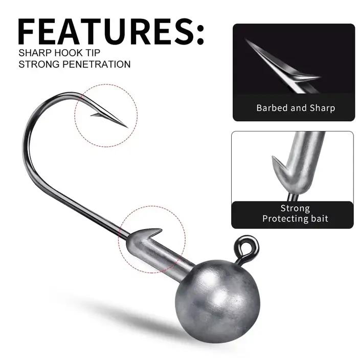 Leurre de pêche jig head avec hameçon de 1g à 20g pour leurres souples et crankbait