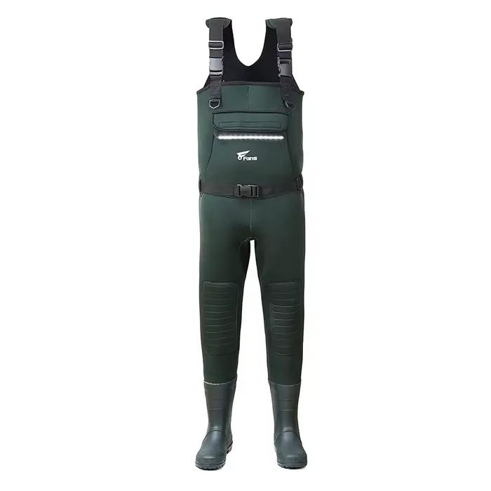 Waders de pêche néoprène 5mm avec bottes intégrées, 100% étanches et semelle crampons pour homme, idéales