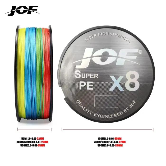 Ligne de pêche tressée 8 brins JOF 150 à 500 mètres pour mer, glace, rivière et roche (15-100LB)