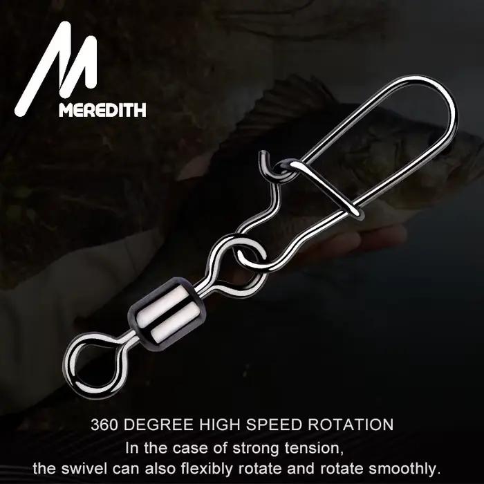 Connecteur de pêche MEREDITH 50 pièces avec roulement à aiguilles, hameçon et émerillon acier inoxydable pour leurres