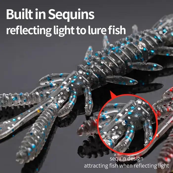 Leurre Souple Crevette Flottant LINNHUE - Appât NED Rig avec Attractant Poissons Silicone