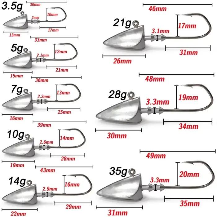 Têtes plombées métal 3.5g à 35g pour Texas rig - hameçons affûtés pêche leurres souples carnassiers
