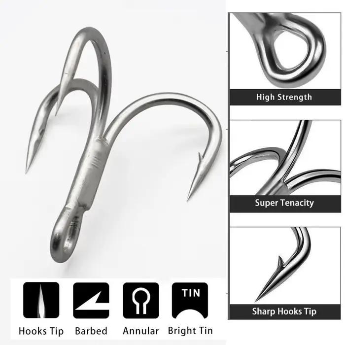 Hameçons triples 4X 10pcs pour gros poissons truite saumon - Pêche sportive maritime