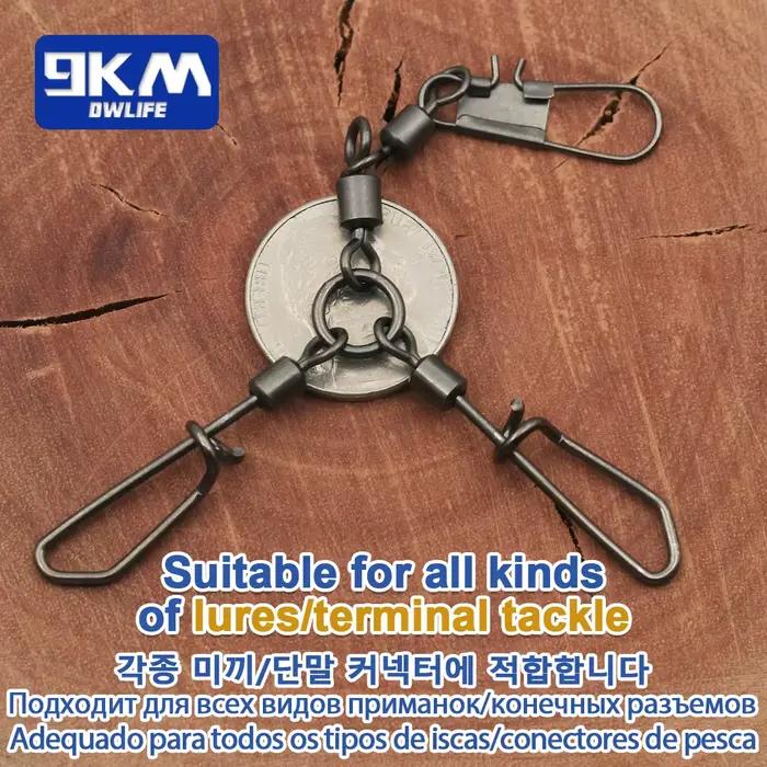 Swivels 3 voies 9KM 5-20 pièces avec clip calamar pour montages eau douce et mer accessoires pêche
