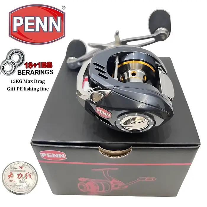 Moulinet Baitcast PENN 18+1 Roulements Ratio 7.2:1 Frein 15kg Acier Inox Réglage 9 Vitesses Pêche