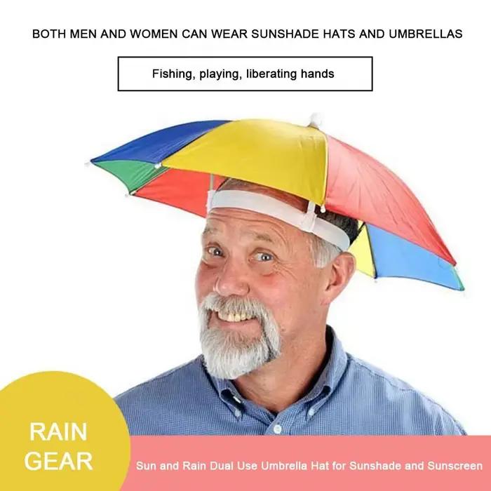 Casque parapluie pêche pliable anti-vent portable protection solaire pluie camping plage extérieur