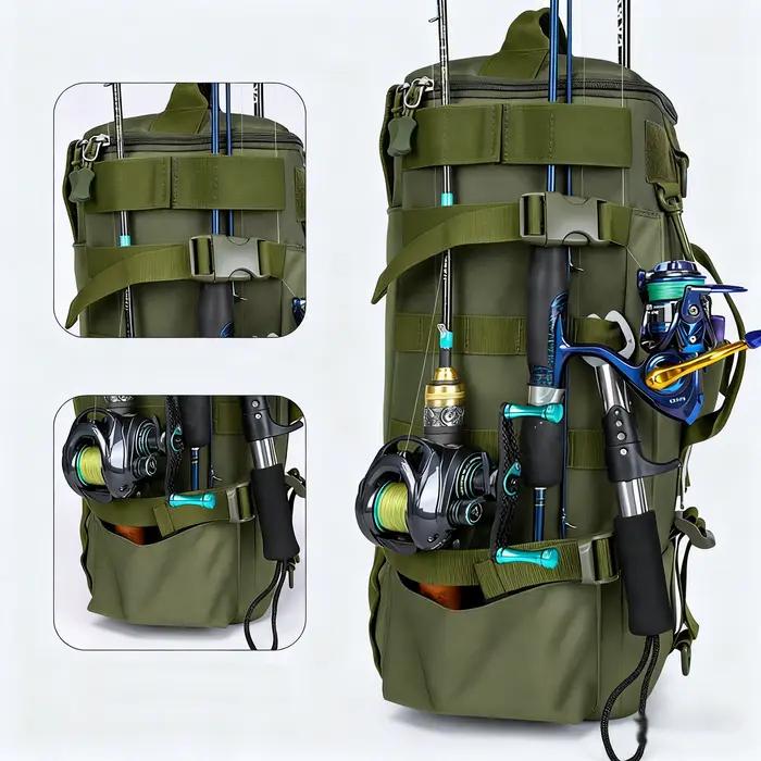 Sac à dos pêche multifonction avec porte-cannes étanche et résistant pour équipement de pêche sportive