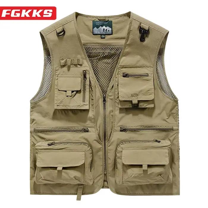 Veste pêche homme FGKKS multi-poches - Veste technique respirante design qualité pour pêche loisir