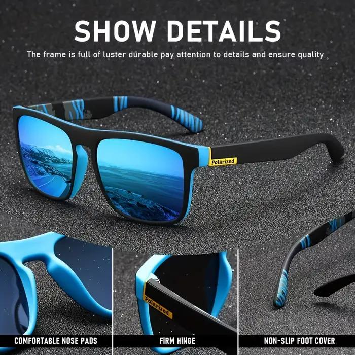 Lunettes de soleil polarisées carrées vintage - Conduite et pêche protection UV400 luxe