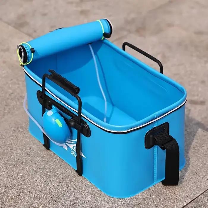 Bac à poissons vivants pliable sans pompe à oxygène - Réservoir EVA portable pour pêche en extérieur