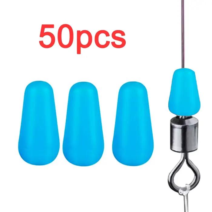 50 pièces stoppers ovales bleus pêche mer - Accessoire anti-enroulement qualité mer pour pêche à la mouche