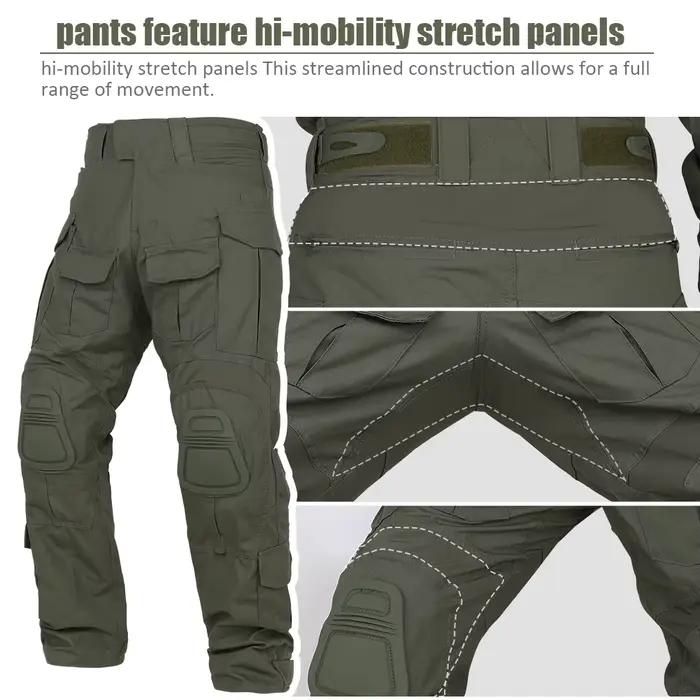 Pantalon combat G3 KRYDEX pêche outdoor genouillères tactique rayures tigre kaki
