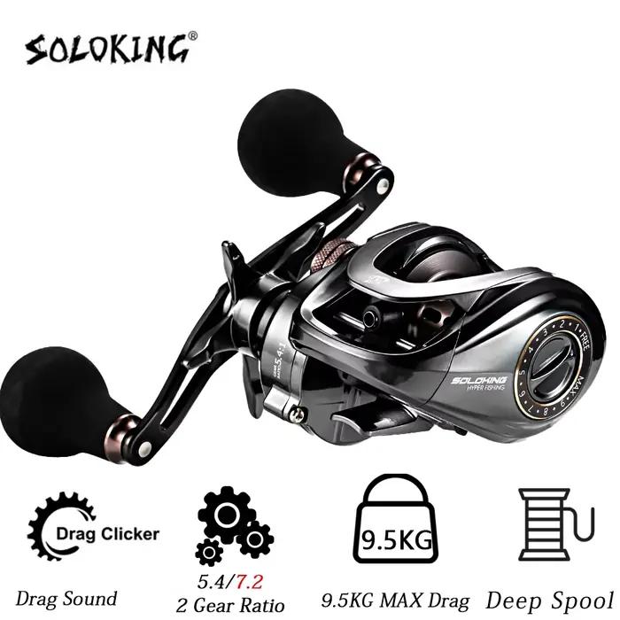 Moulinet casting soloking HIAW200 - Frein max 9.5kg - 11+1 roulements - Rapport 5.4/7.2 pour pêche au leurre rapide