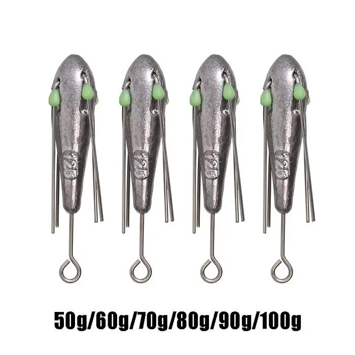 Plombs de pêche luminescents 50g-100g avec perles brillantes pour pêche profonde
