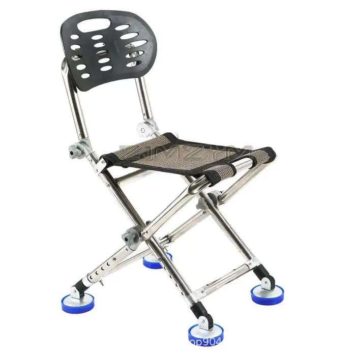 Fauteuil de pêche pliant robuste en acier inoxydable avec support de lampe et plateau d'appât pour confort maximal sur plage et terrains sauvages