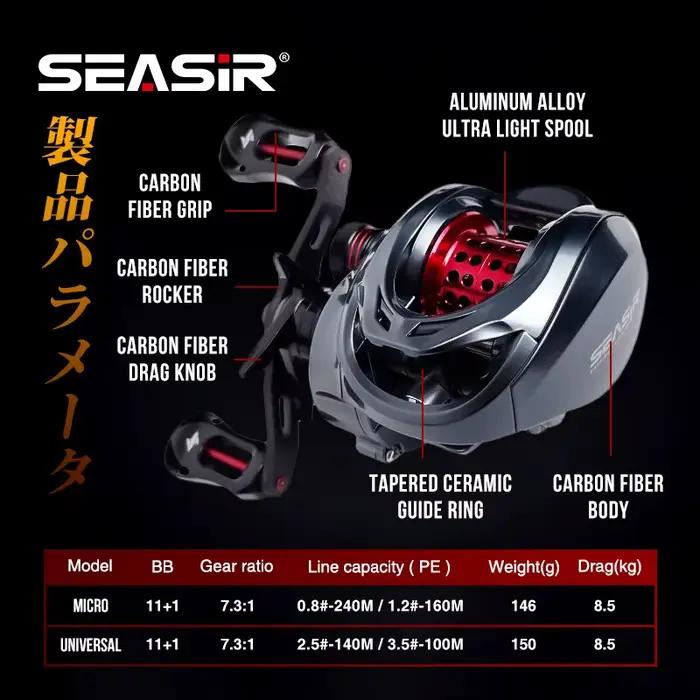 Seasir Mansory Baitcasting Fishing Reel 146g Ultralight Carbon 11+1 7.3:1 HS Rat