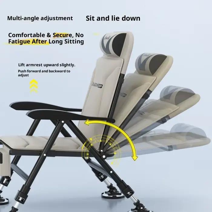 Fauteuil de pêche pliant réglable rembourré tout-terrain pour camping plage et extérieur