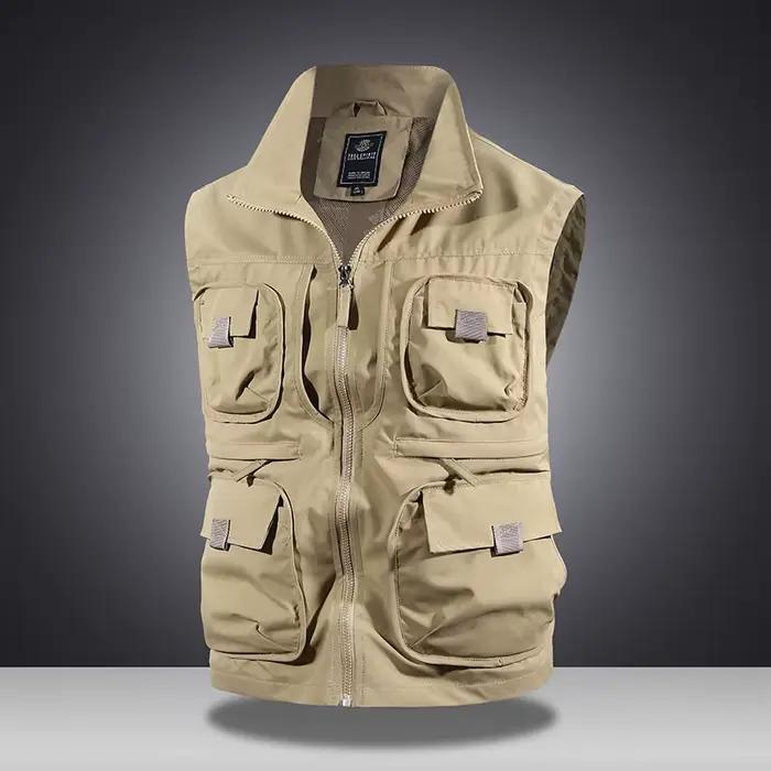 Veste sans manches multifonction pêche - Zippée multi-poches respirante pour pêche sportive