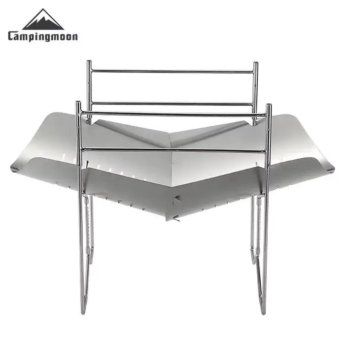 Barbecue portable pliant Campingmoon acier inoxydable - Gril de pêche compact pour repas en plein air