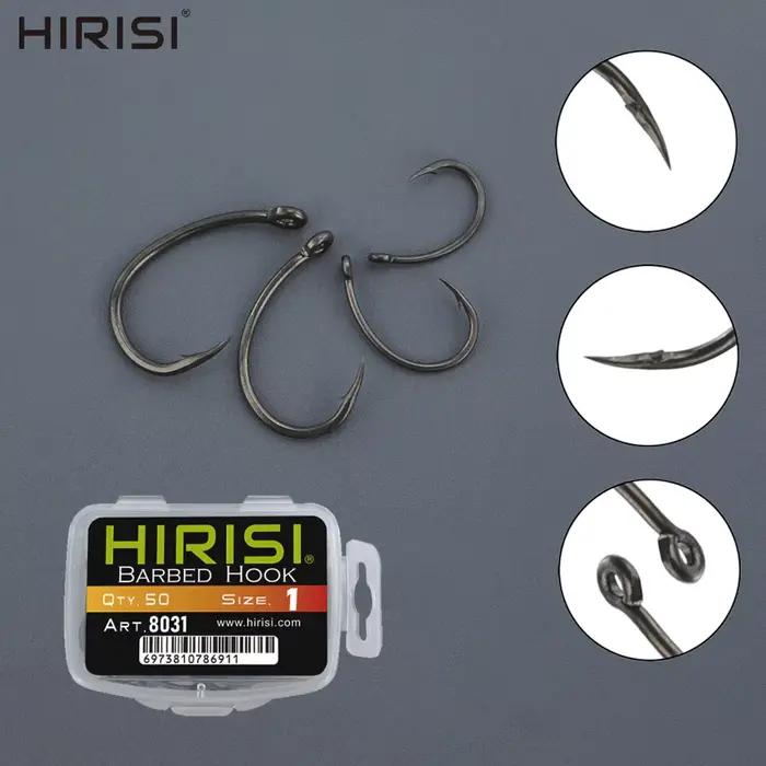 Hameçons PTFE anti-rouille 50 pièces Hirisi acier carbone inoxydable pointes ultra affûtées