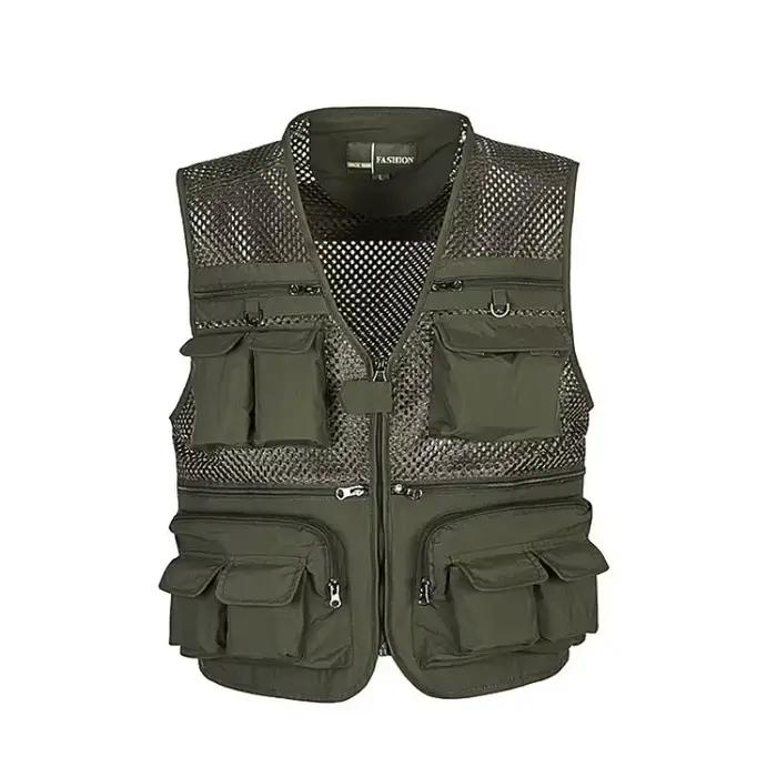 Gilet de pêche extérieur respirant à séchage rapide - Veste mesh avec poches multiples pour randonnée