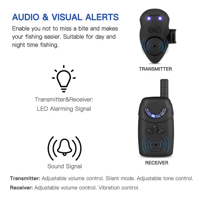 Kit alarme appât Lixada lumineux pour pêche - Indicateur numérique avec étui portable étanche