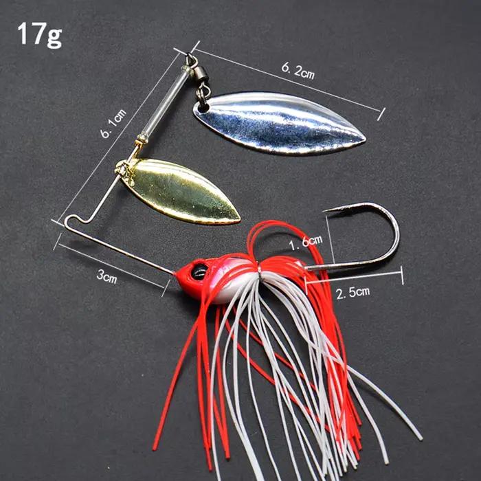Leurre pêche brochet 12g 17g : leurre cuiller métal spinnerbait avec sequins artificiel pour carnassiers