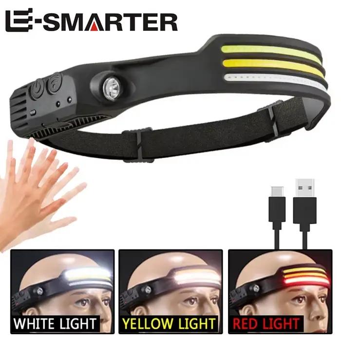 Lampe frontale à induction COB LED 5 modes rechargeable USB pour pêche et activités nocturnes