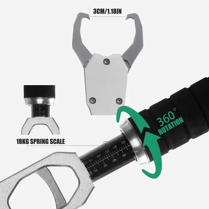 Pince à poisson SAMOLLA en alliage d'aluminium avec balance 18kg et rotation 360° - Accessoire pêche professionnel