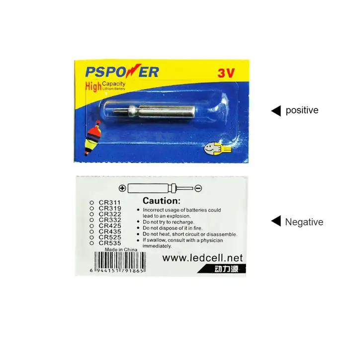 Flotteurs lumineux de pêche de nuit 100 pièces avec chargeur CR425 3V et piles lithium pour
