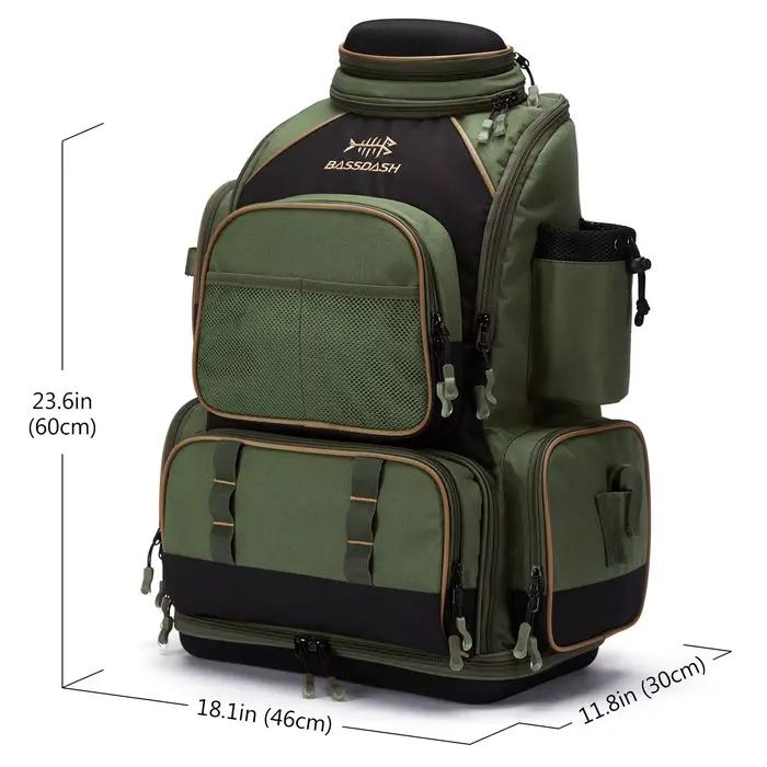 Boîte à pêche souple Bassdash avec protection pluie - Sac à dos tactique multifonction léger