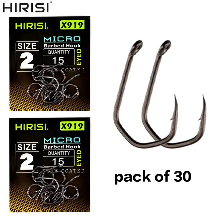 30 hameçons Hirisi micro-barbelés PTFE pour pêche à la carpe - Acier carbone haute résistance