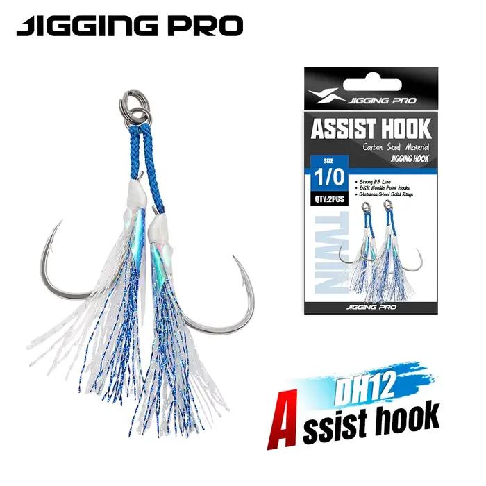 Hameçons doubles assistés JIGGING PRO pour jigging en mer - modèles 1/0 à 4/0 haute résistance