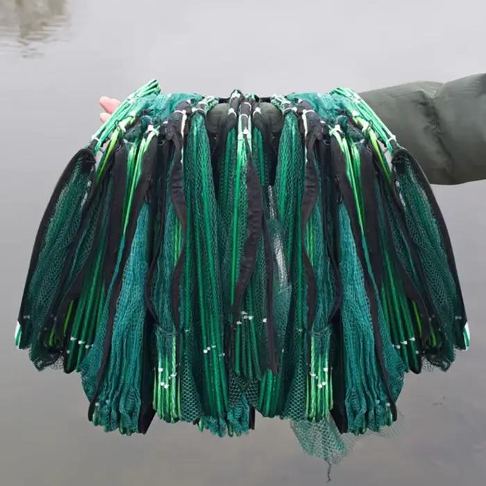 Filet de pêche pliable 6/8/10 trous vert - Piège à poissons en nylon durable de 40 à 82cm