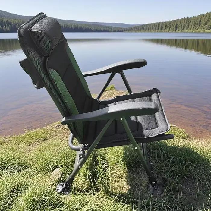 Chaise de pêche réglable et inclinable tout-terrain pour camping et activités extérieures