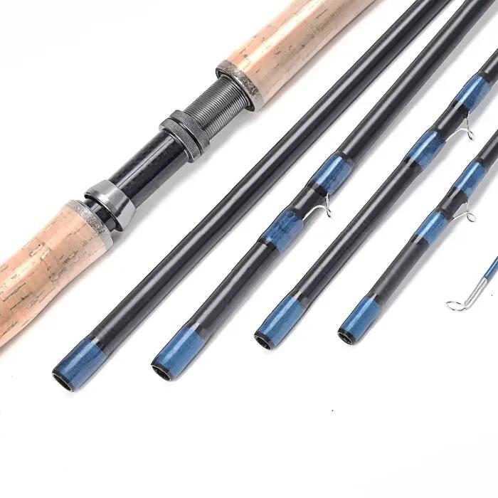 Canne spey 13ft 8-9WT et 14ft 9-10WT carbone action medium-fast 6 sections pour pêche saumon grand fleuve