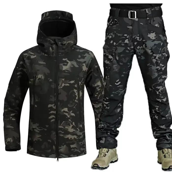 Veste et pantalon de pêche hiver polaire coupe-vent imperméable 5XL épais résistant