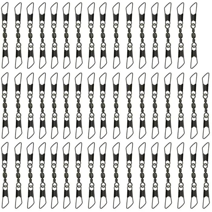 50 émerillons à billes avec mousqueton - Connecteurs de pêche solides pour montages fiables
