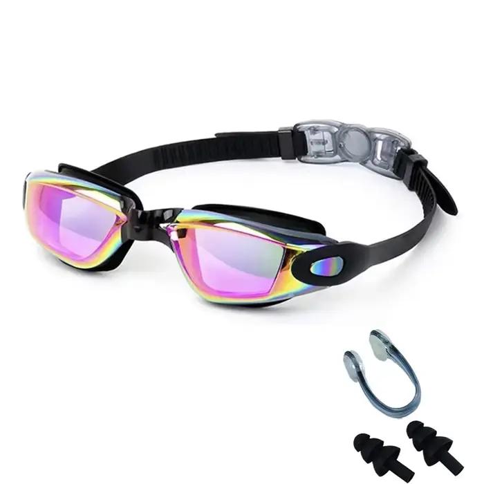 Lunettes de natation HD anti-buée étanches pour hommes et femmes avec set bouchons d'oreilles