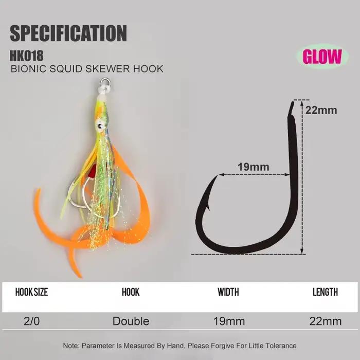 Leurre souple TEASER 2 pièces HK018 pour pêche en mer, appât lumineux à jig lent avec hameçons assistés