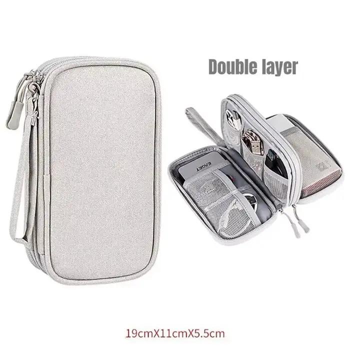 Pochette de rangement câbles étanche double couche sac de compression oxford université pour rangement multi-usages technologie accessoires électroniques voyage