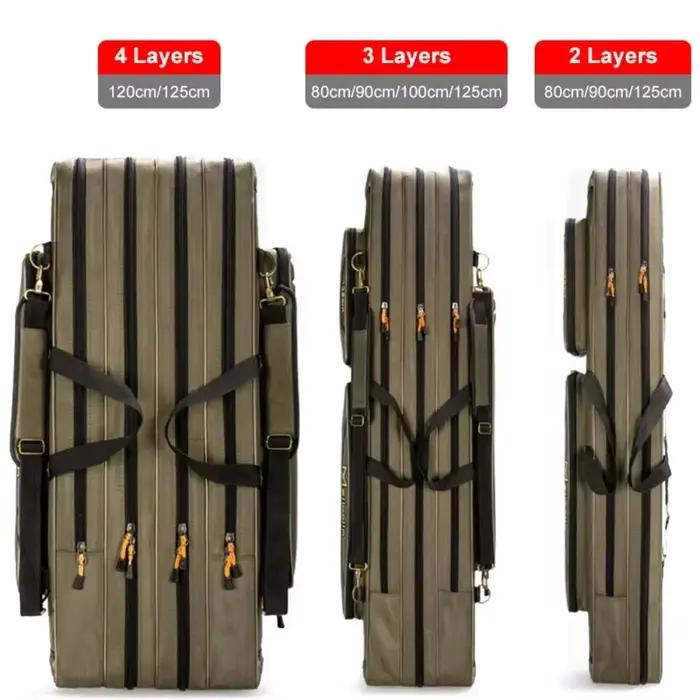 Sac canne pêche rigide multifonction 2/3/4 couches 80-130cm : étui rangement équipement Oxford