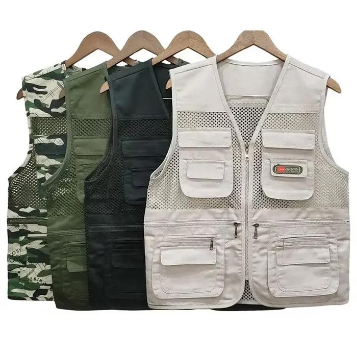 Veste pêche été légère mesh respirante multi-poches pour randonnée photographie sports outdoor